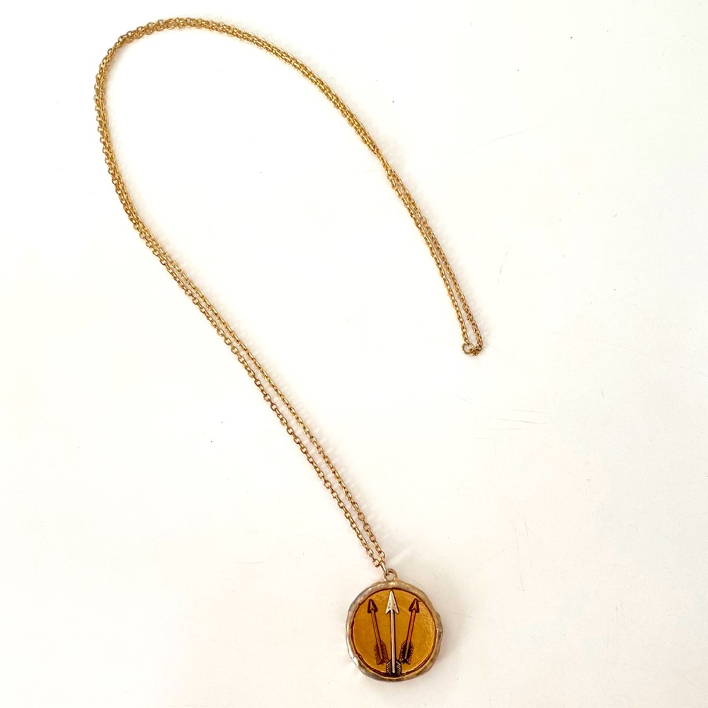 SOLD Antique gold southern arrow charm and chain